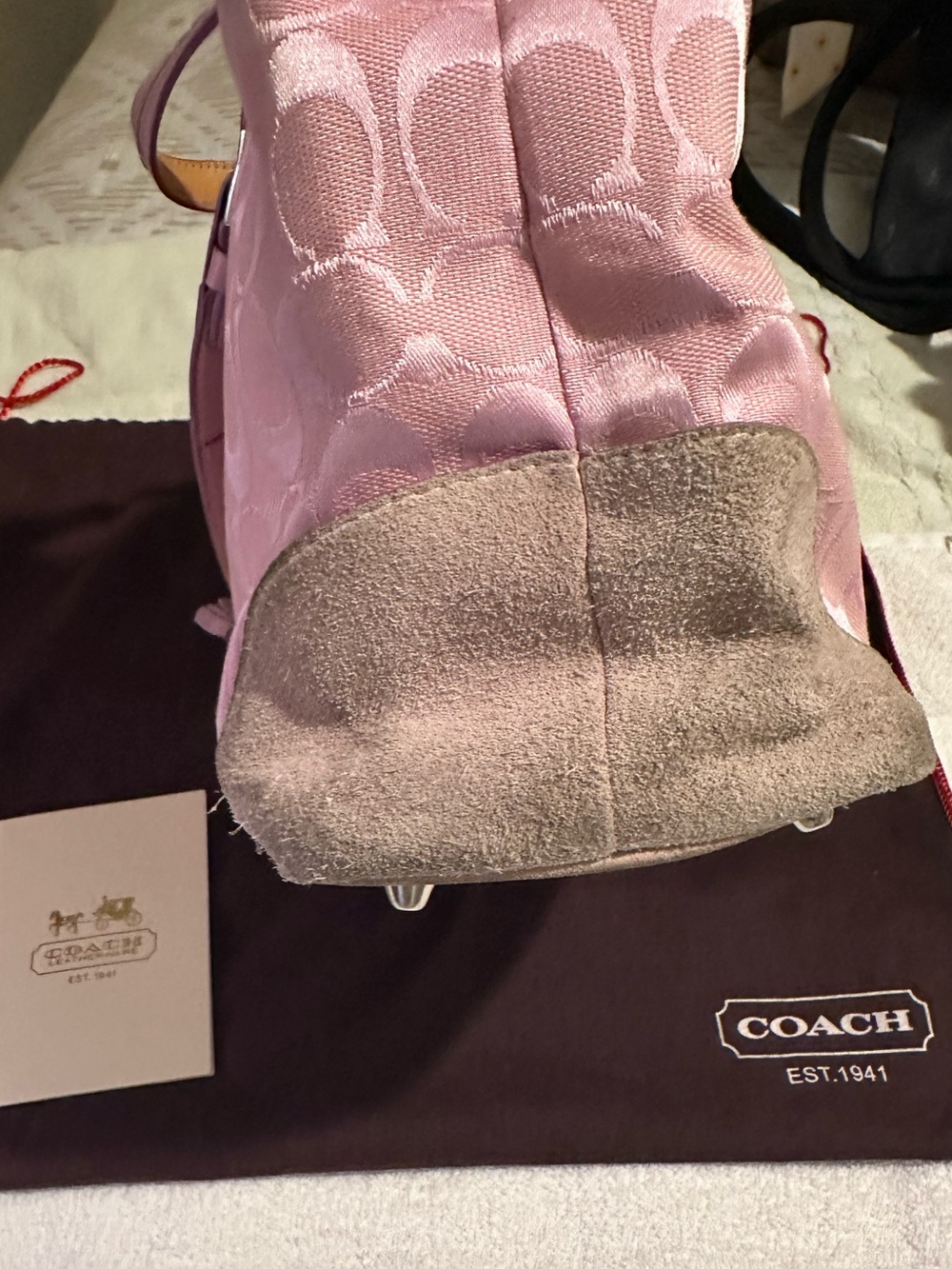Coach Pink Signature Jacquard Tote with Floral Scarf Accent - Picture 11 of 15